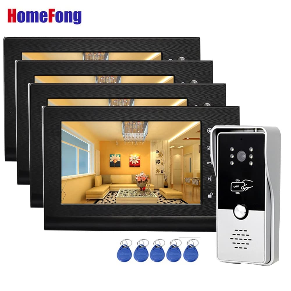 Homefong 7 pouces RFID interphone maison vidéo porte téléphone sonnette avec caméra