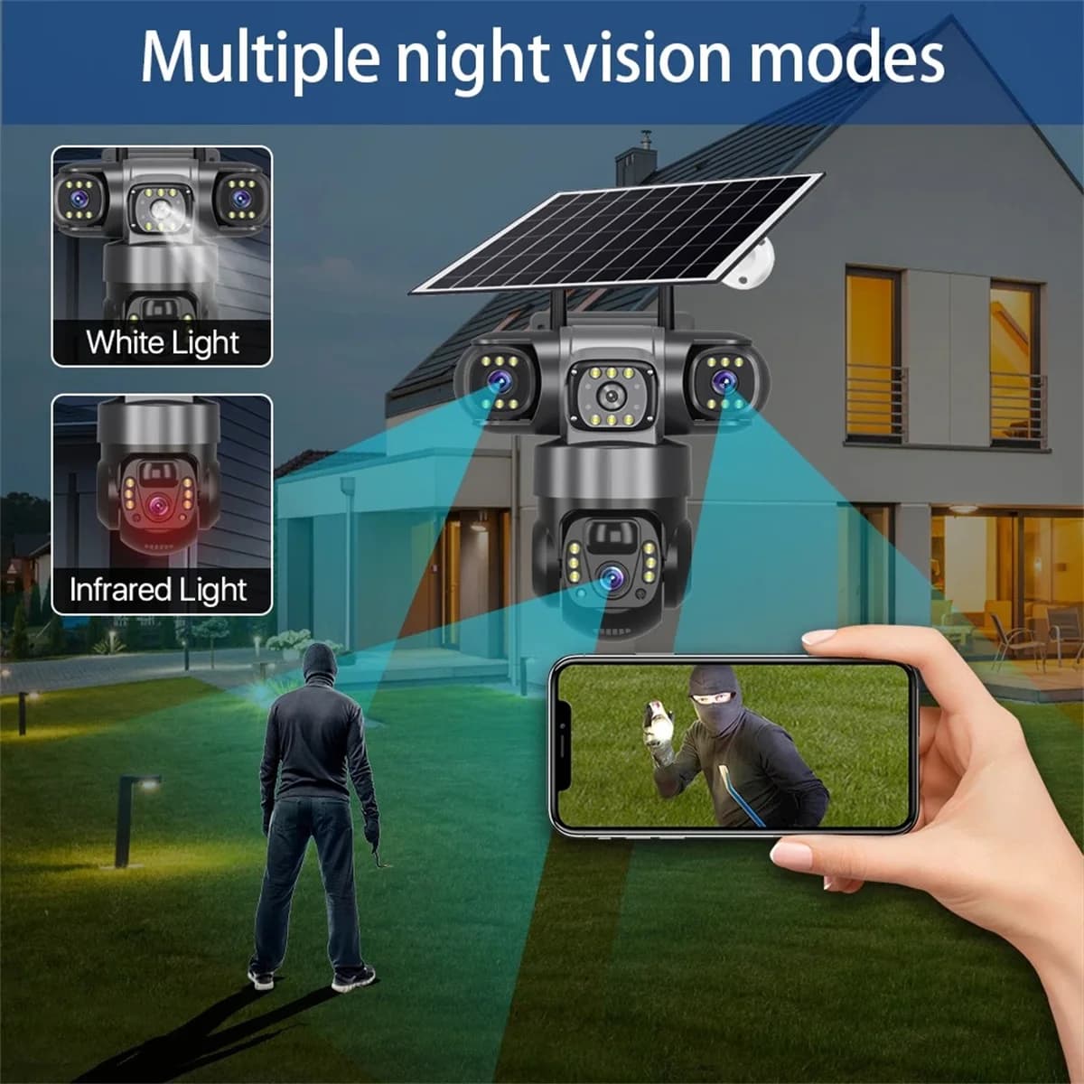 Caméra IP PTZ à trois objectifs 15MP 8K