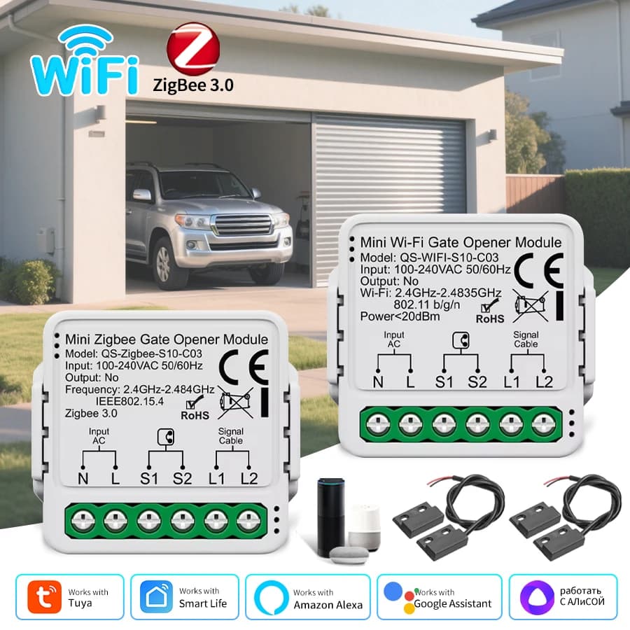 Module d'interrupteur intelligent pour porte de garage Tuya WiFi Zigbee