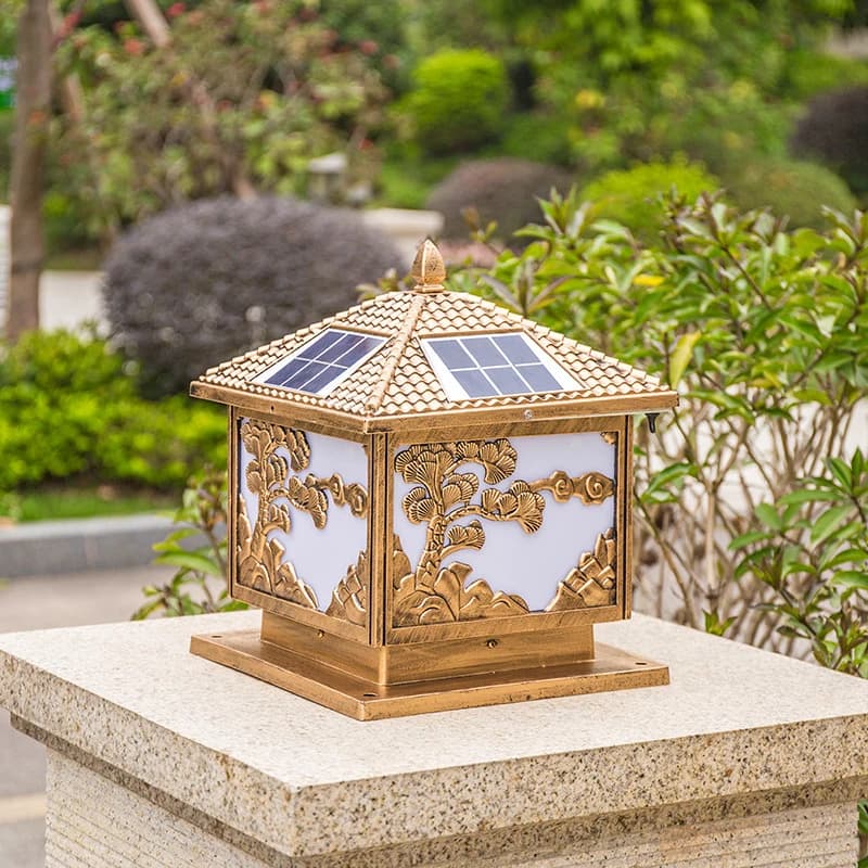 Lampe solaire d'extérieur pour poteau, villa, cour, portail, colonne, étanche, en aluminium, pour jardin, éclairage paysager, éclairage de poteau