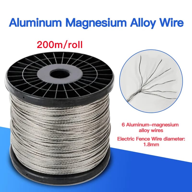 Fil de clôture électrique en alliage d'aluminium et de magnésium de 200 m