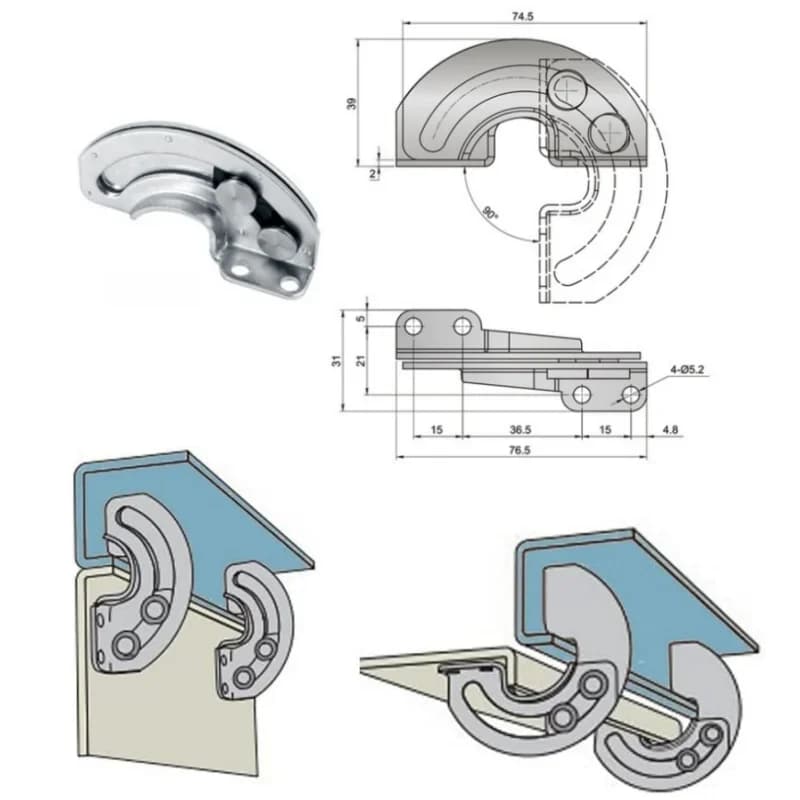 Charnières Coulissantes Cachées en Acier au Carbone