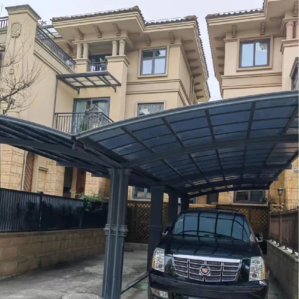 Carport moderne auvent en polycarbonate – Pare-soleil à cadre en aluminium étanche pour allée ou jardin