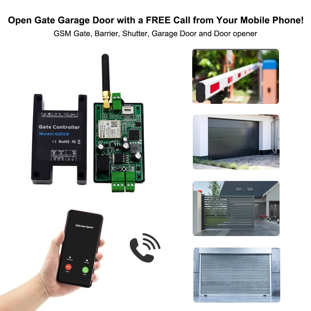 G202 GSM 2G Porte Ouvre-porte Relais Interrupteur Portail électrique sans fil Télécommande Accès