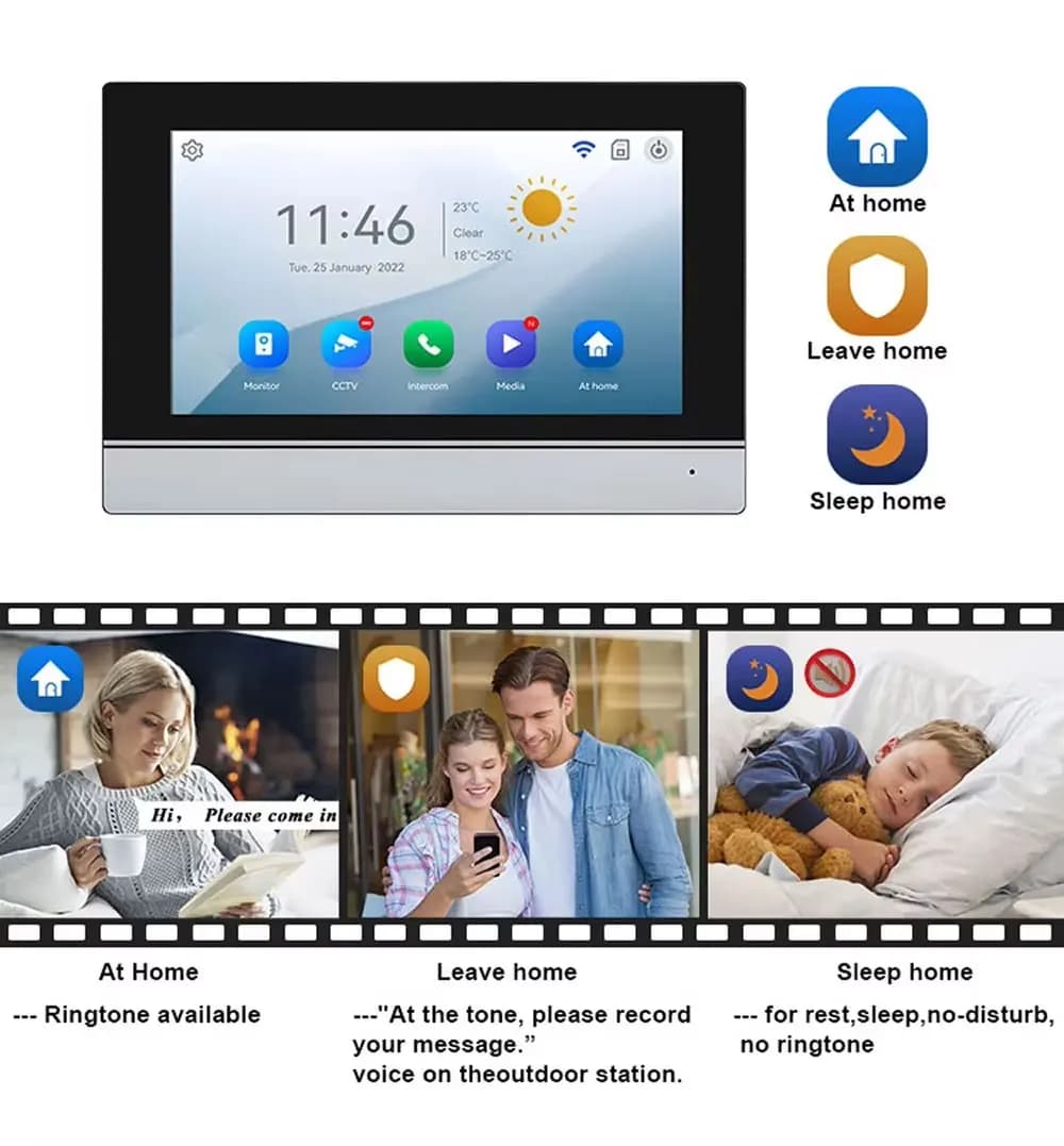 Interphone vidéo WiFi LCD 7 pouces 1080P pour appartements résidentiels 2/3/4 unités