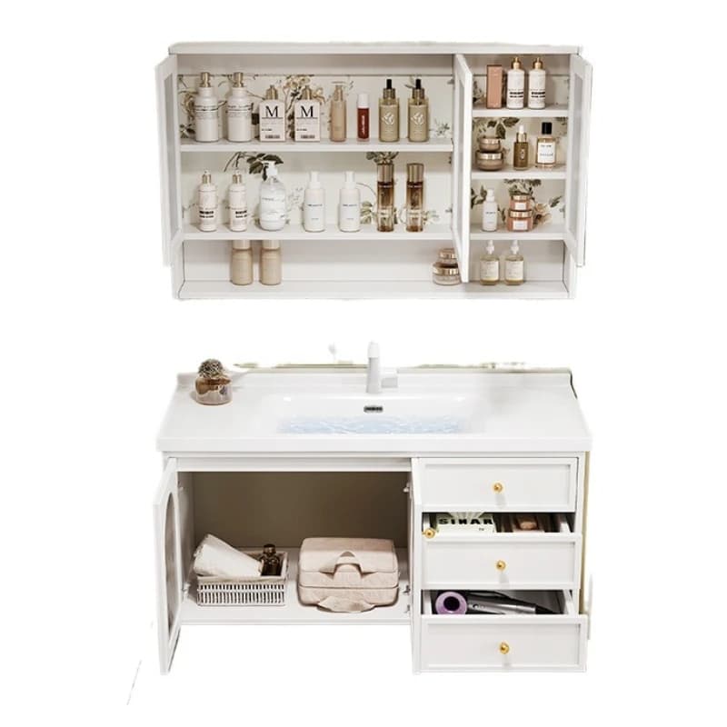 Vanités tiroir salle de bain armoire intégré verre rangement miroir salle de bain armoire moderne organisateur Armario Banheiro meubles
