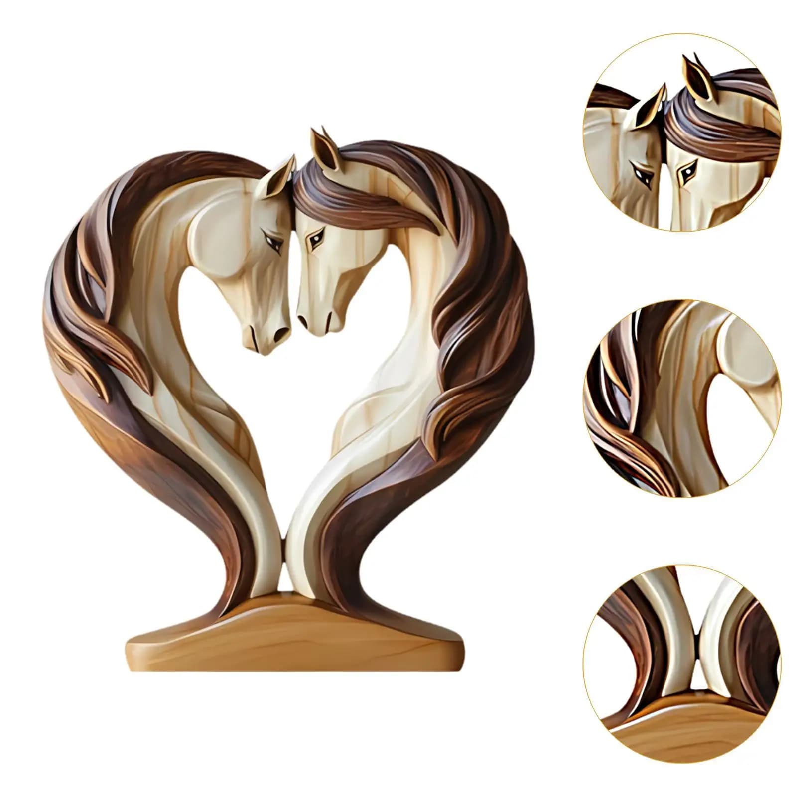 Statue décorative de cheval, sculpture de chevaux amoureux avec base, ornement de bureau moderne et pratique pour la décoration de table de salon