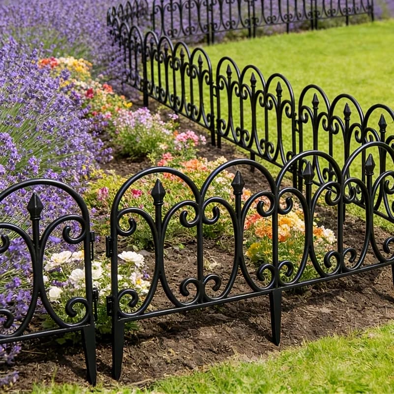 4/8/1 Pièces Panneaux de clôture de jardin extérieur en PP, Bordure décorative rustique pour pelouse, barrière pour parterres de fleurs, patio, cour, allée, installation facile