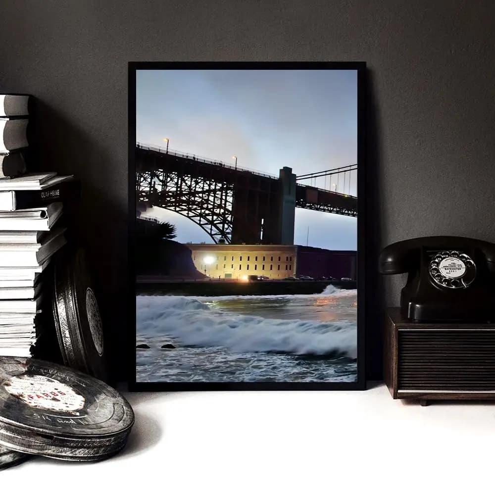 Affiche sur toile avec calligraphie et peinture de la Golden Gate Bridge, décoration murale pour l'intérieur, couloir, maison, cadeaux de vacances