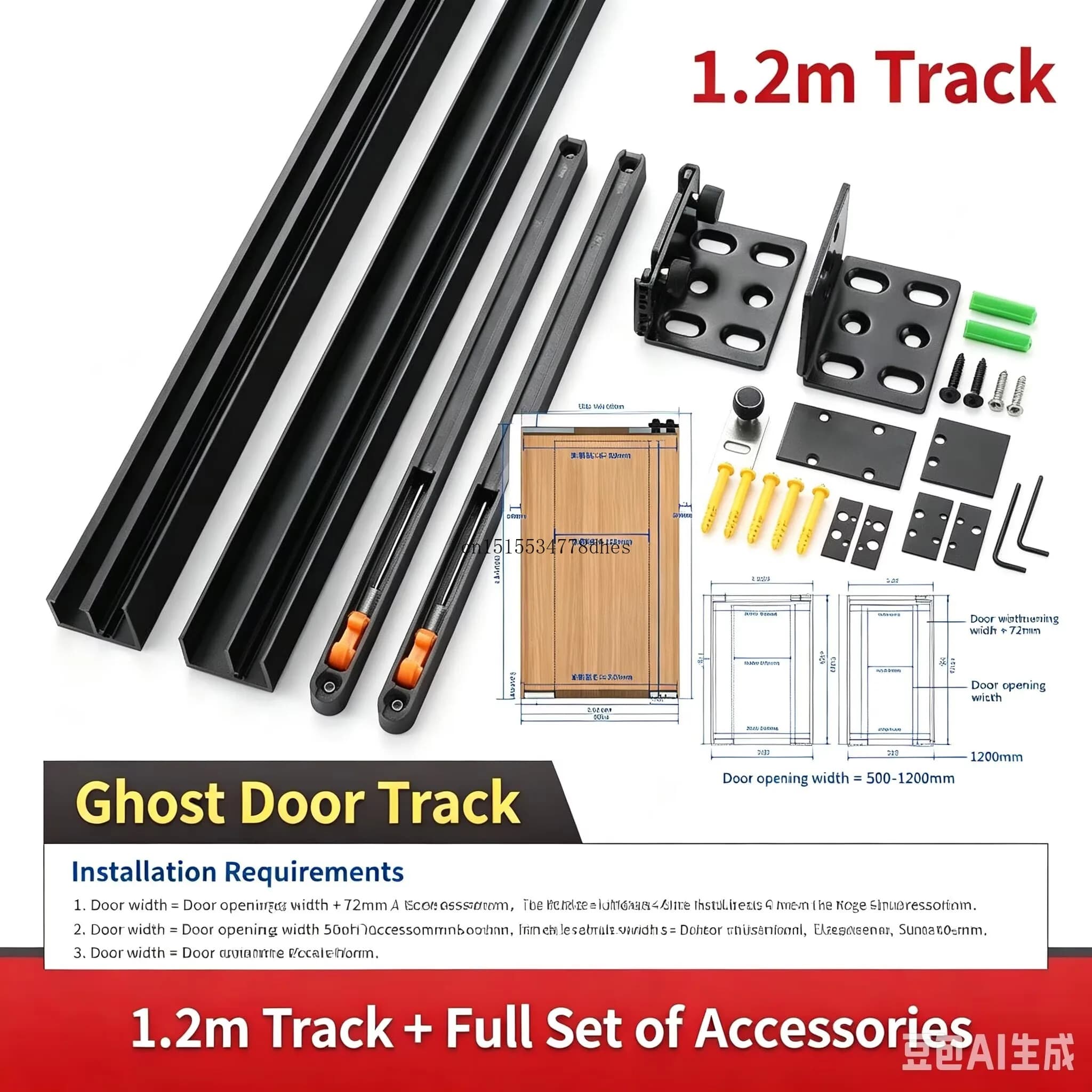 Quincaillerie de rail coulissant invisible pour porte