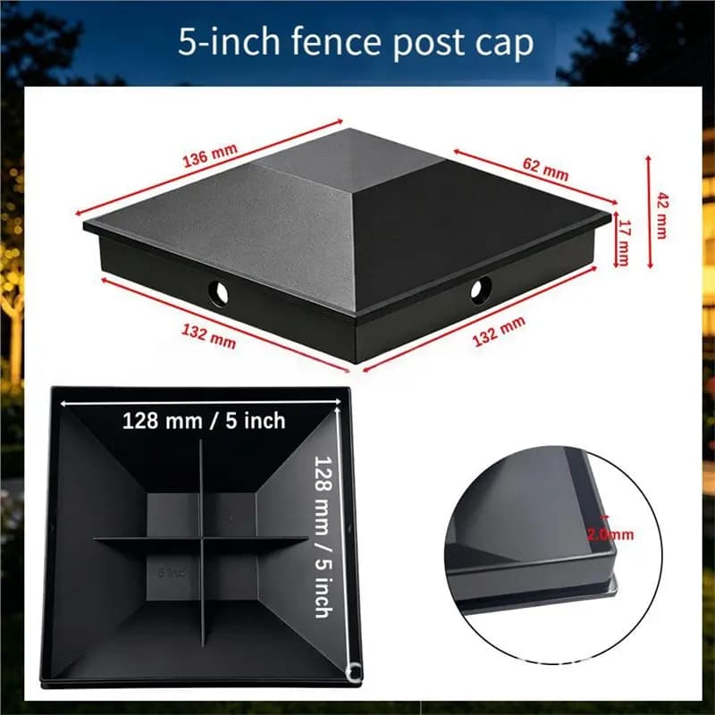 8PCS Capuchons de poteau de clôture de 5 pouces avec 16 vis et installation facile