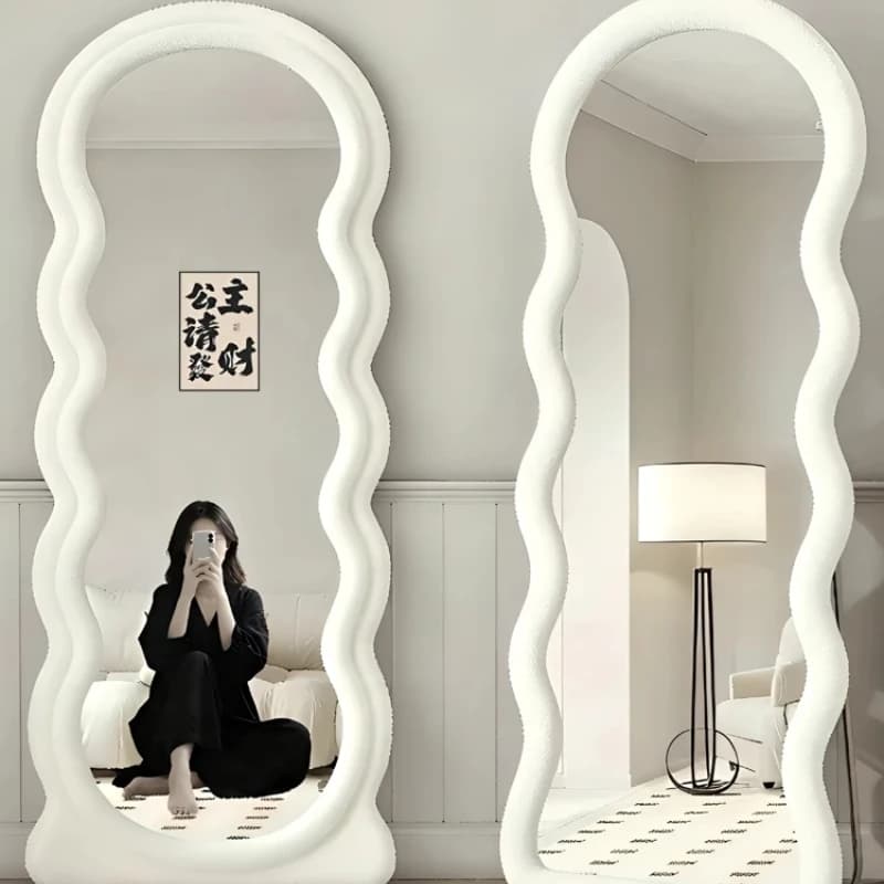 Miroir de vanité d'affichage moderne, Design de salle de bains, miroir de vanité sur pied, ornements nordiques horizontaux, accessoires de maison