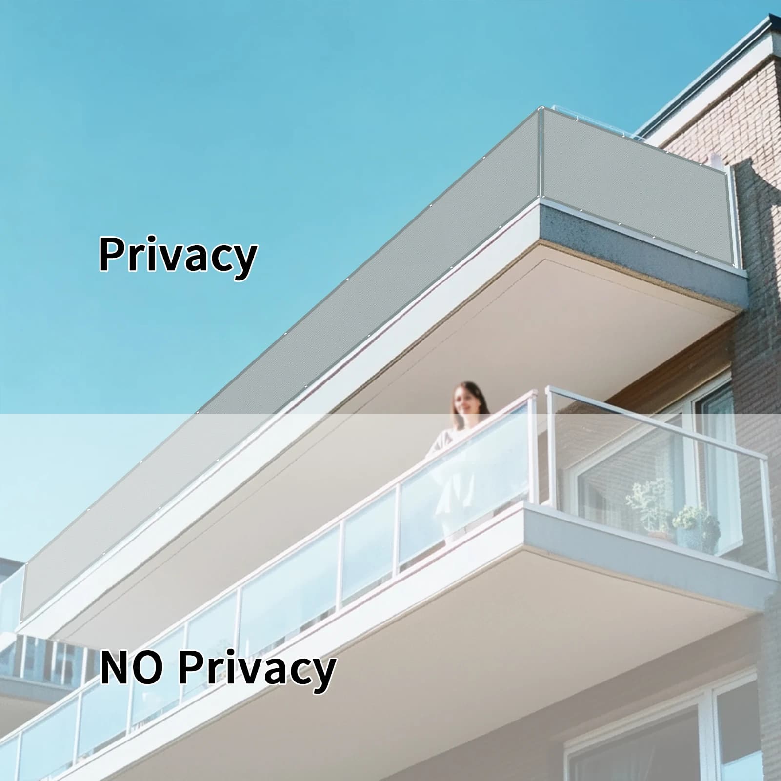 Brise-vue extérieur avec toile pare-soleil imperméable et anti-UV pour balcon et jardin