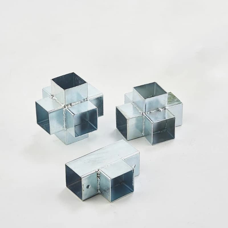 4 pièces 40MM 50MM tube carré 90 degrés angle droit deux voies trois