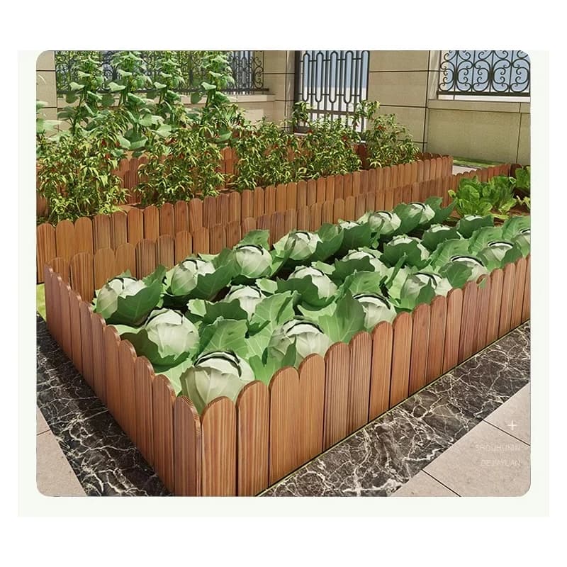 Clôture de jardin insérée en plastique et bois de couleur teck blanc