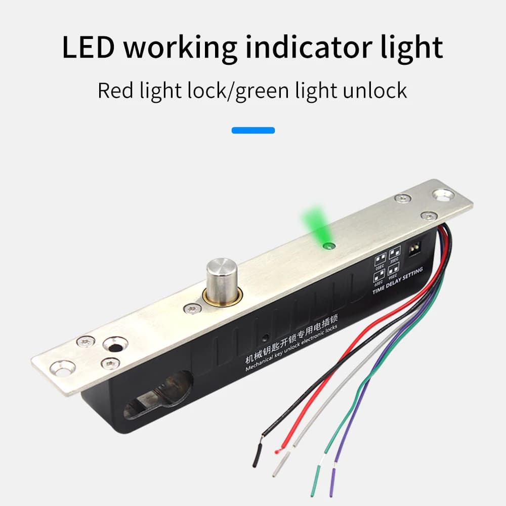 Fail Secure 12V serrure à boulon électrique clé manuelle déverrouiller le cylindre normalement ouvert pêne dormant électronique pour le contrôle d'accès de porte