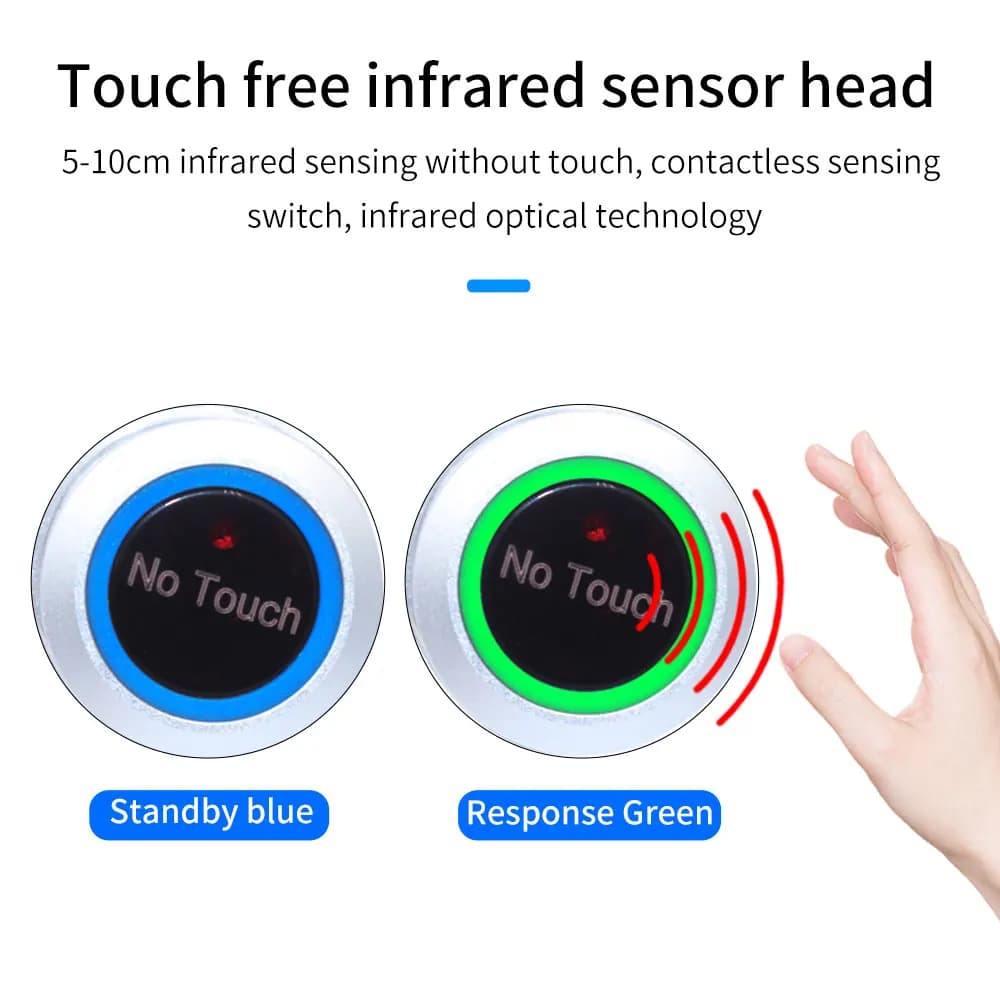 Bouton poussoir de sortie de porte, ouvre-porte, NO COM NC, lumière LED, système de contrôle d'accès étanche, interrupteur de sortie sans contact