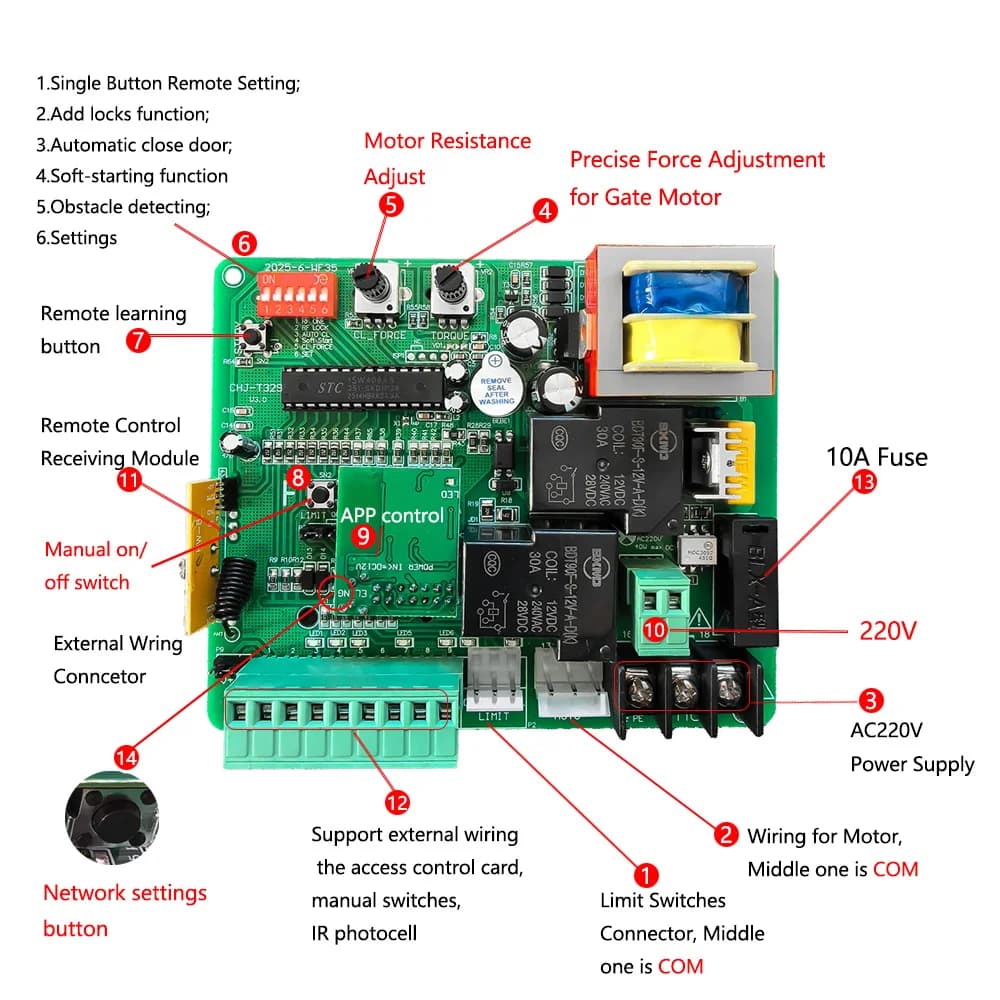 Carte de commande de moteur de portail coulissant avec application intelligente Tuya WiFi