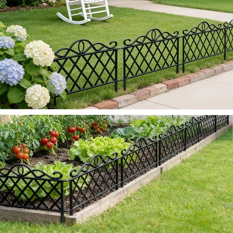 4/8/1 Pièces Panneaux de clôture de jardin extérieur en PP, Bordure décorative rustique pour pelouse, barrière pour parterres de fleurs, patio, cour, allée, installation facile