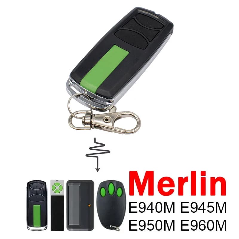 Merlin E960M sécurité + 2.0 ouvre-porte de Garage télécommande Compatible avec E950M E945M E940M 4 boutons 433.30 433.92 434.54MHz