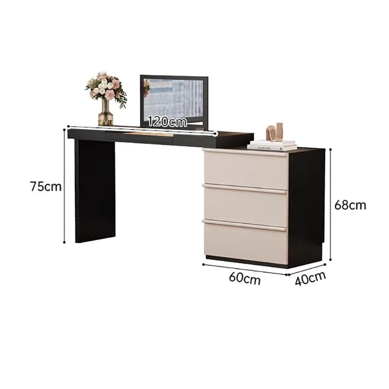 Vanité minimaliste italienne avec couvercle rabattable miroir caché vanité extensible multifonctionnelle pour meubles de chambre adulte Meuble