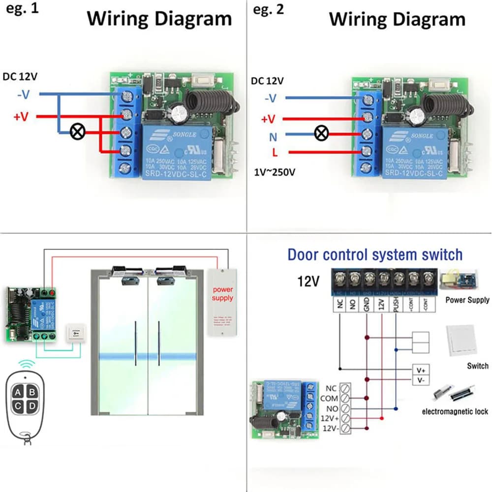 10A relais récepteur Mini Module télécommande f 433Mhz universel porte