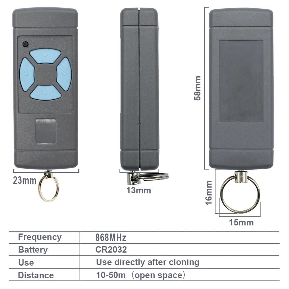 Télécommande HSM HSE 868 MHz Clone HSM2 HSM4 pour Porte de Garage HS1 HS2 HS4 HSE2 HSE4 868