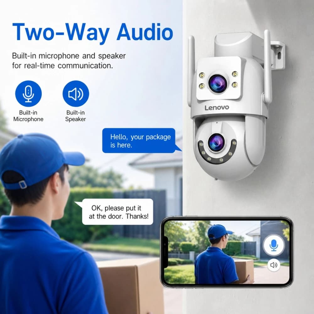 Caméra extérieure WiFi double objectif 4K Lenovo