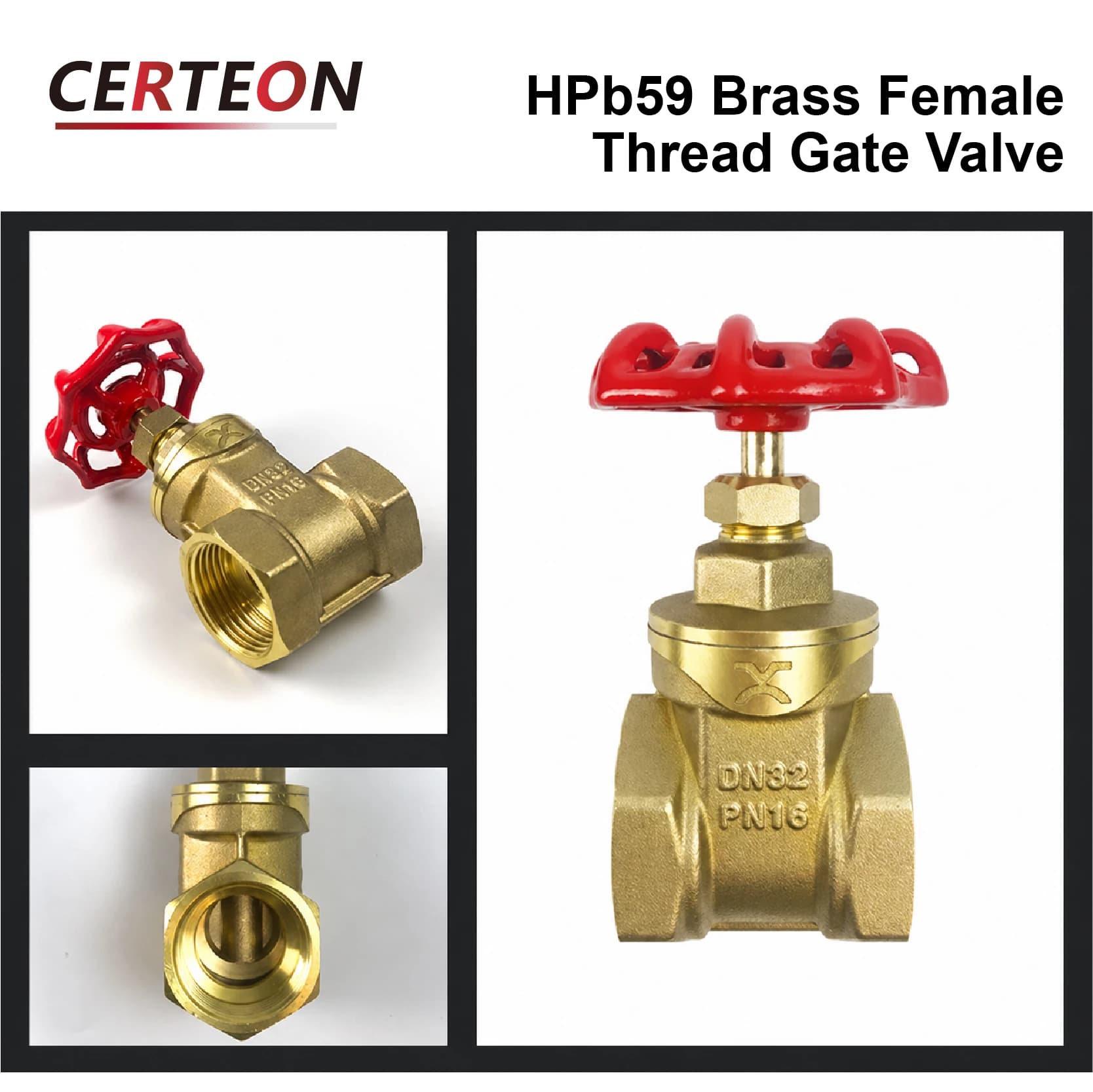 Vanne à Opercule Laiton Renforcé DN15-DN40 Filetage Intérieur 1/2"-1 1/2" Vanne d’Arrêt pour Réseau Hydraulique et Distribution d’Eau