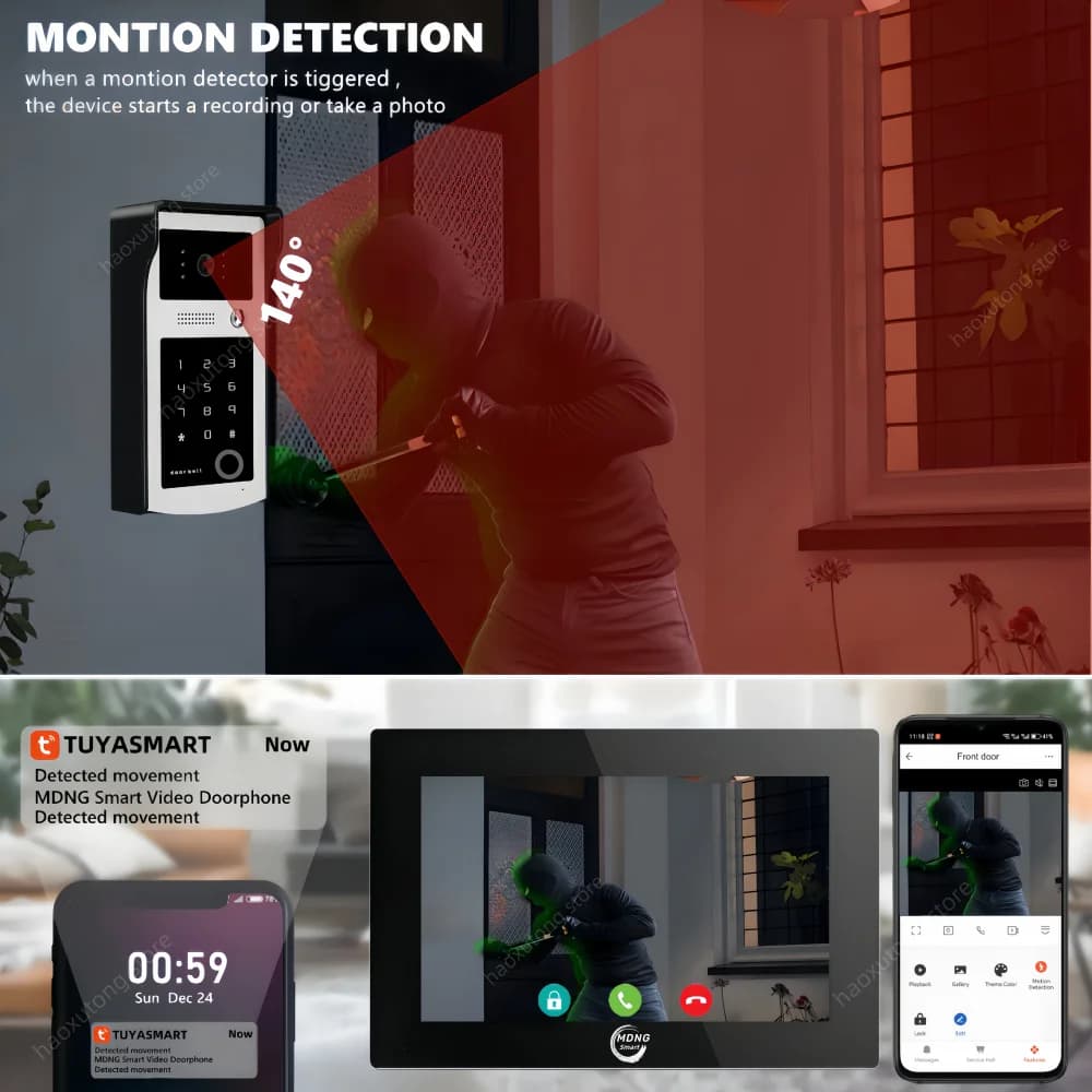 Système d'interphone vidéo intelligent Tuya Wi-Fi 7/10 pouces pour appartement