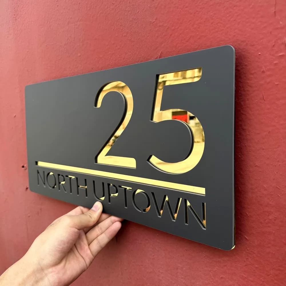 Plaque de numéro de maison extérieure personnalisée en acrylique 3D découpé
