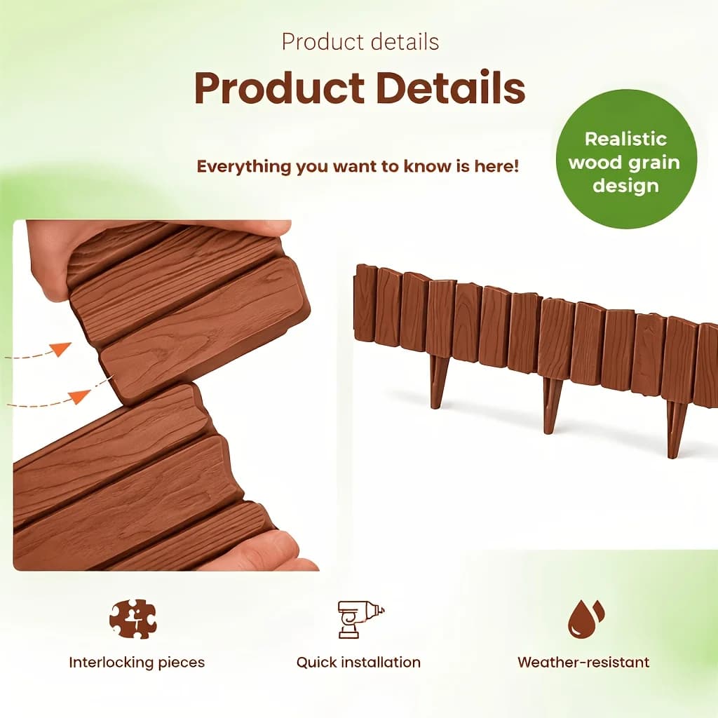 Clôture de jardin flexible et modulable 3/6 pièces, clôture de bordure de cour pliable, clôture décorative de paysage extérieur pour ornement
