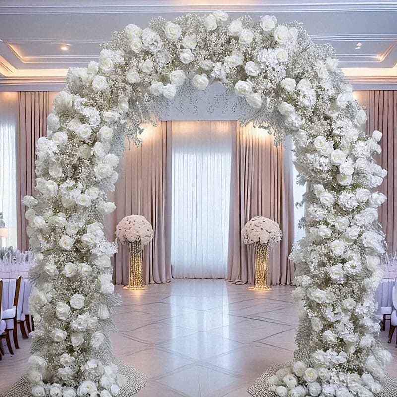 Arc de roses Gypsophila artificielles en forme de U, 240CM, boule de mariage, porte de bienvenue, salle de Banquet, arrière-plan de scène, décor Floral
