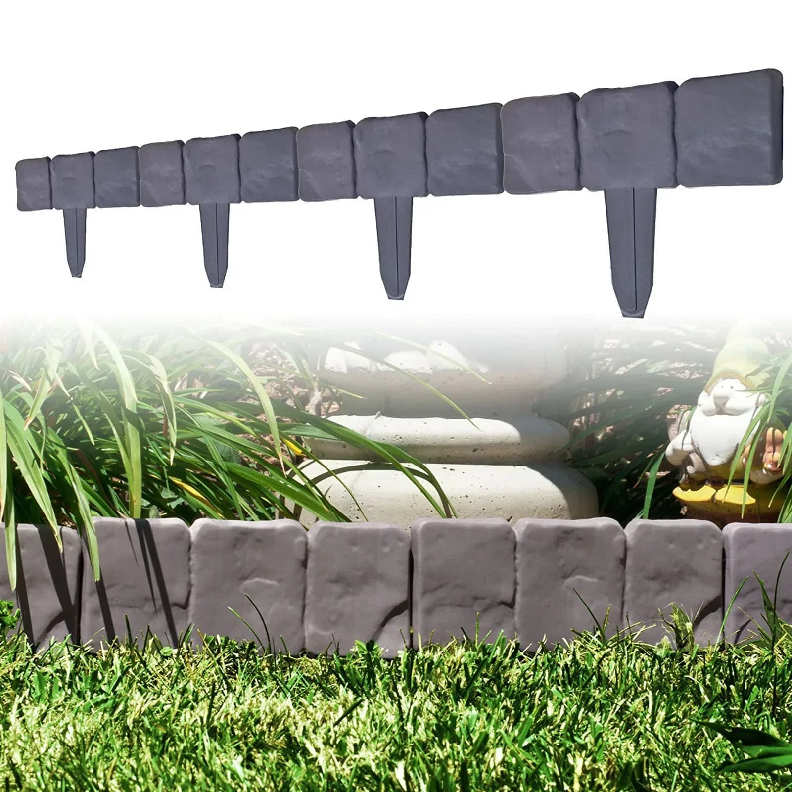 Bordure de jardin en PVC gris