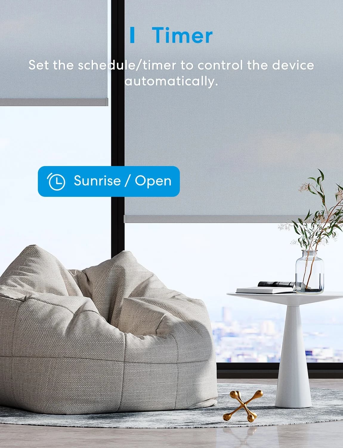 Meross Smart Matter Minuterie de volet roulant UE (MRS100MA) Commande vocale