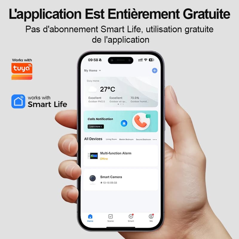 PGST kit sécurité alarme anti intrusion WiFi 2G GSM 4G Works with Tuya Smart Life système sans fil connecté pour maison commerce surveillance mobile installation rapide protection 24h sur 24