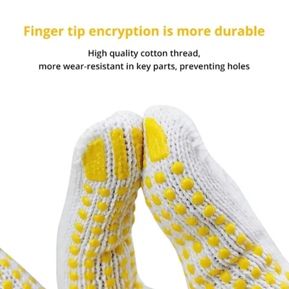 5 paires de gants de travail avec grip antidérapant, protection en coton avec points en PVC, pour peintre, mécanicien, construction industrielle
