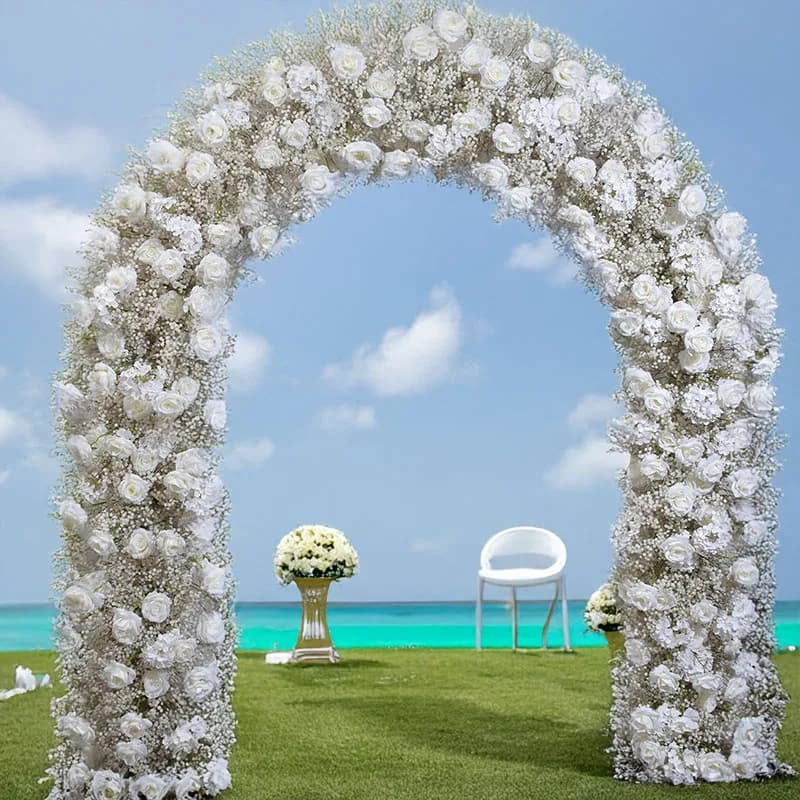Arc de roses Gypsophila artificielles en forme de U, 240CM, boule de mariage, porte de bienvenue, salle de Banquet, arrière-plan de scène, décor Floral