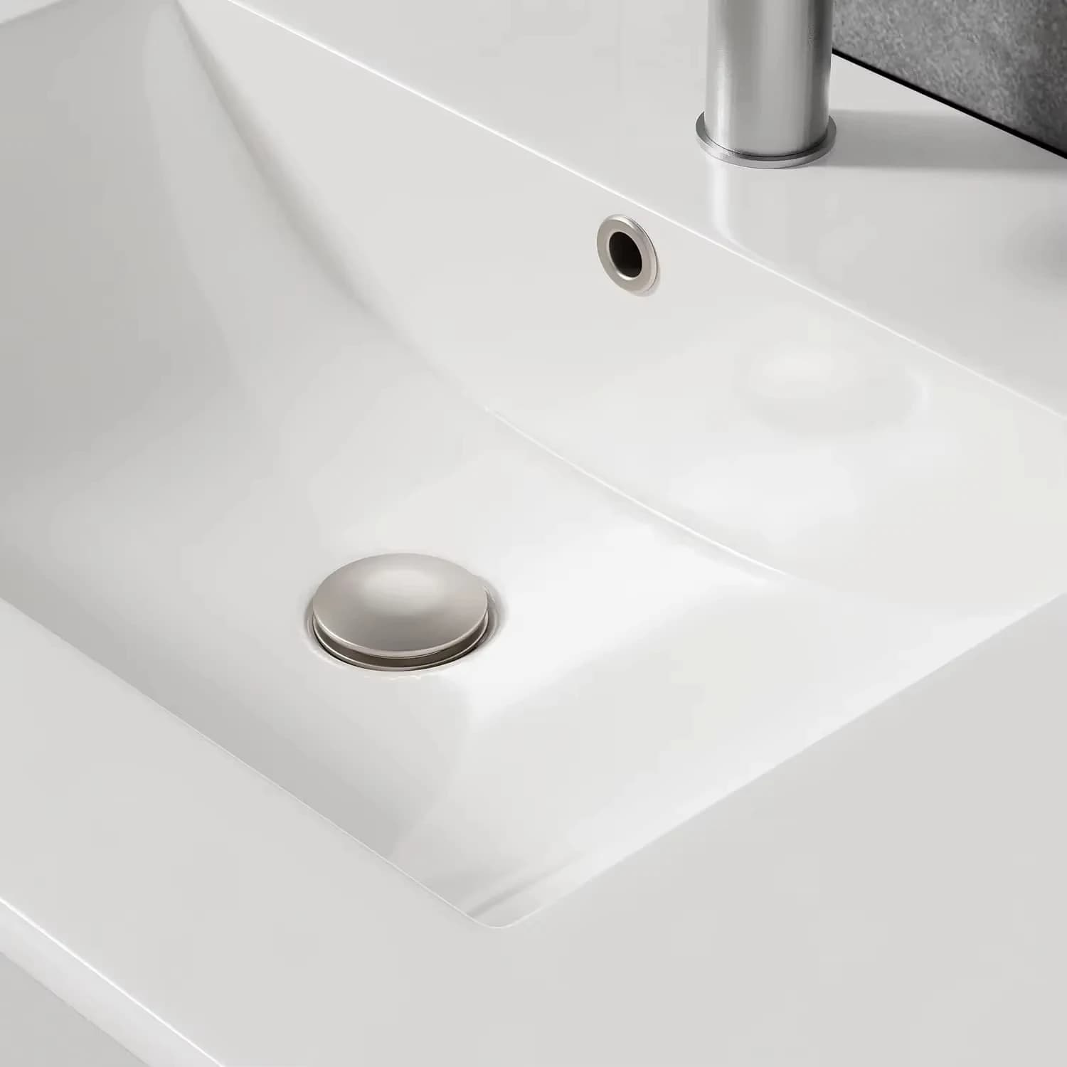 Salle de bain murale flottante 60-210 cm avec lavabo en céramique 2 tiroirs portes à fermeture douce - Vanités de salle de bain modernes avec lavabo