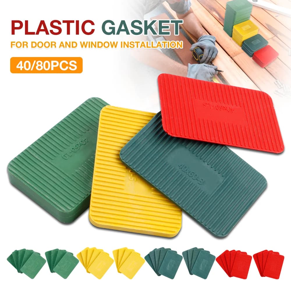 Lot de 40/80 pièces de patins d'installation en plastique pour portes et fenêtres