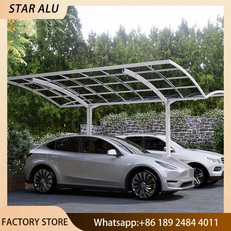 Abri de voiture en polycarbonate et aluminium de qualité supérieure avec toit transparent
