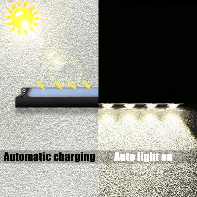 Lumières de clôture solaires, panneaux solaires d'extérieur, charge automatique, interrupteur marche/arrêt pour jardins, porches, patios, ponts, clôtures