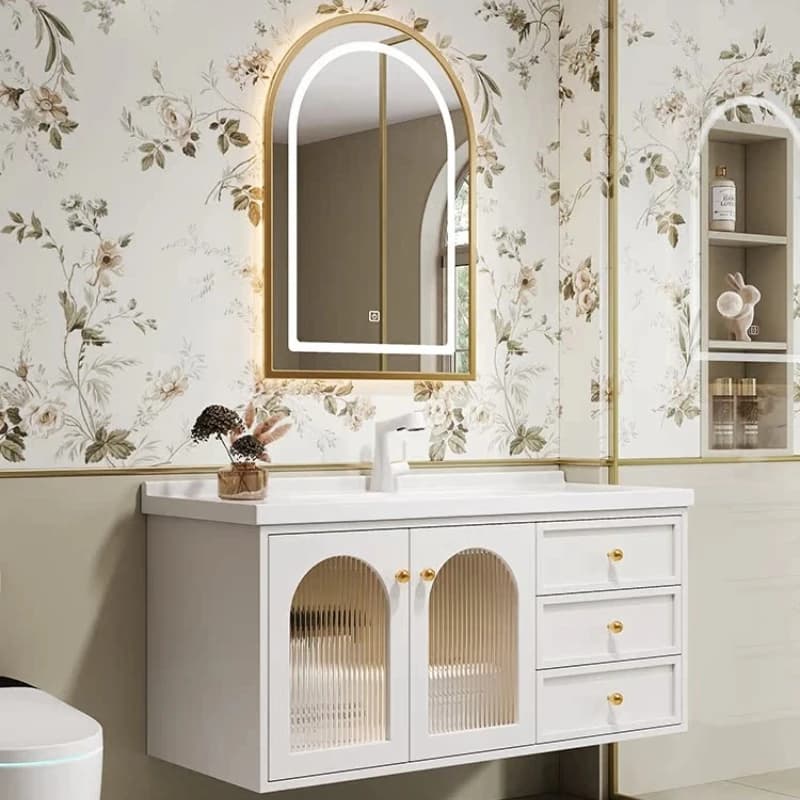 Vanités tiroir salle de bain armoire intégré verre rangement miroir salle de bain armoire moderne organisateur Armario Banheiro meubles