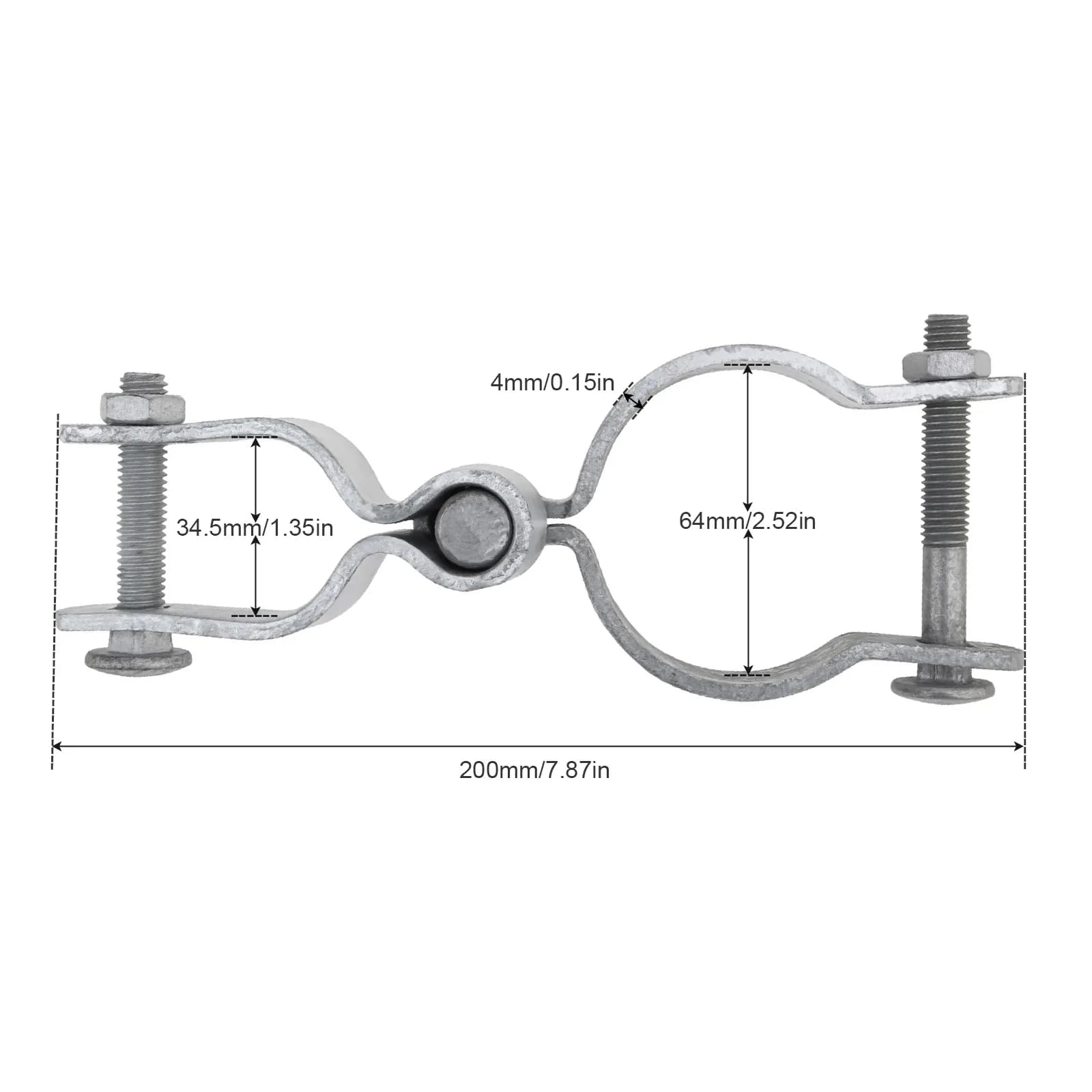 2 charnières de portail robustes pour clôture à maillons