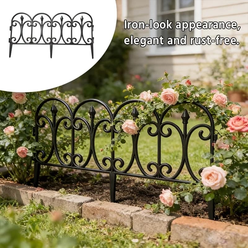 4/8/1 Pièces Panneaux de clôture de jardin extérieur en PP, Bordure décorative rustique pour pelouse, barrière pour parterres de fleurs, patio, cour, allée, installation facile