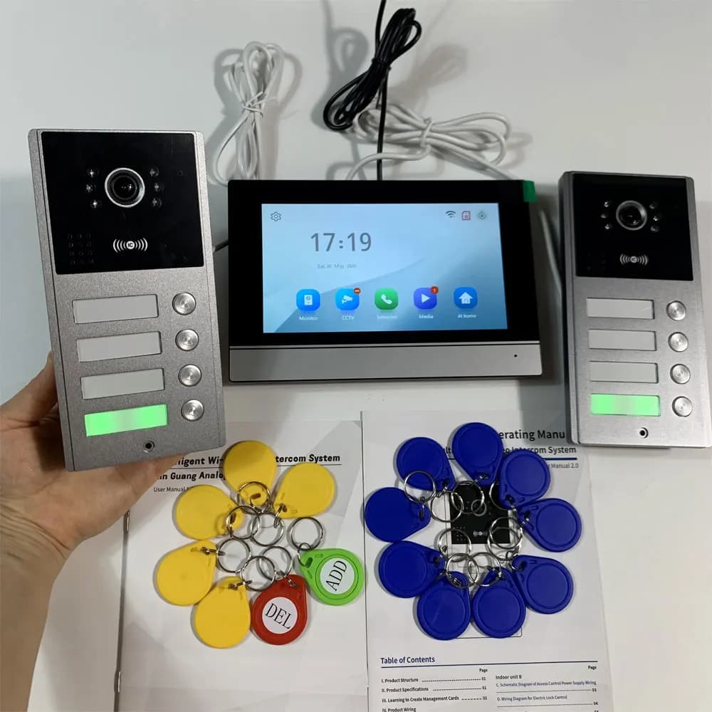 Interphone vidéo WiFi LCD 7 pouces 1080P pour appartements résidentiels 2/3/4 unités