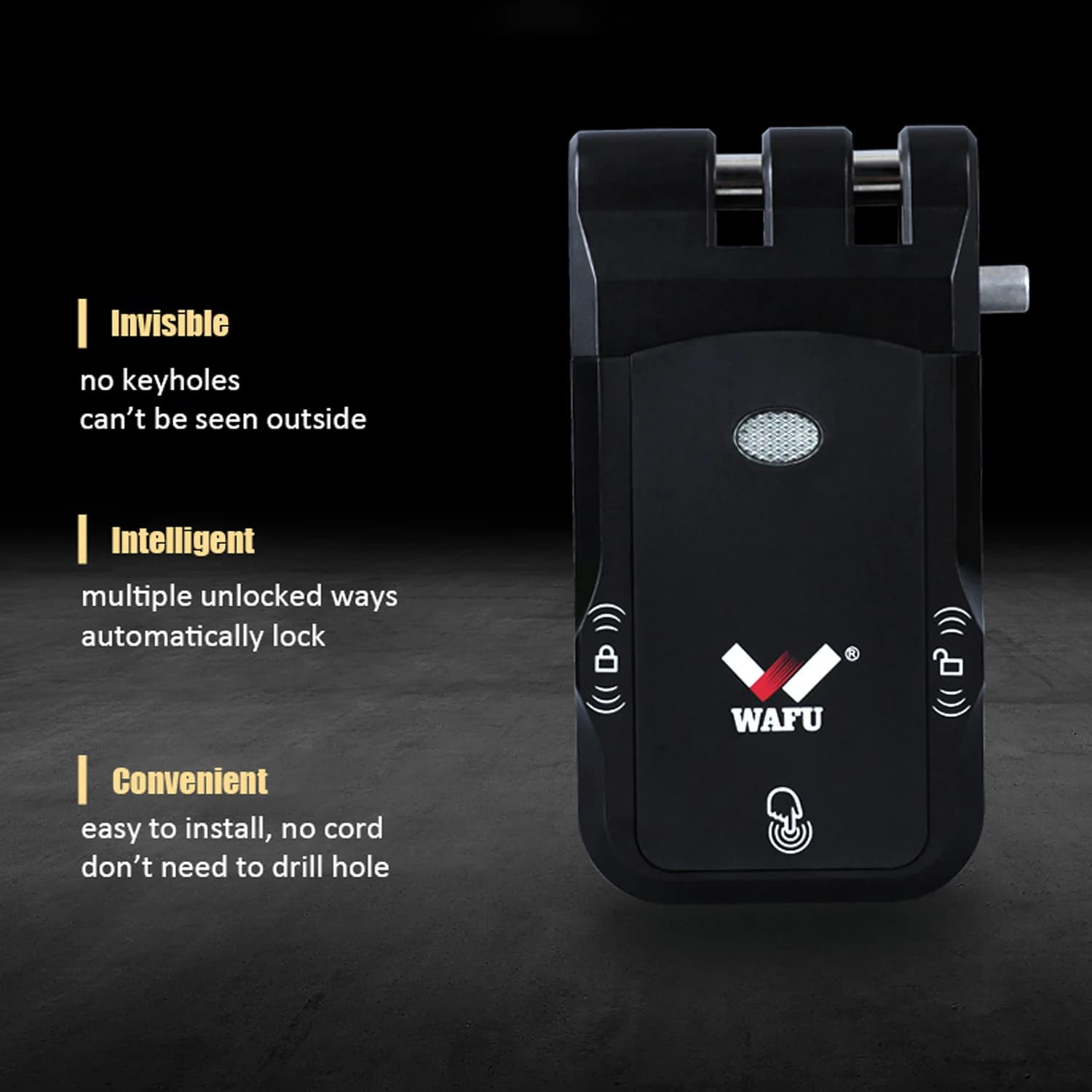 WAFU serrure de porte intelligente sans fil à distance Inivisble Fechadura Inteligente
