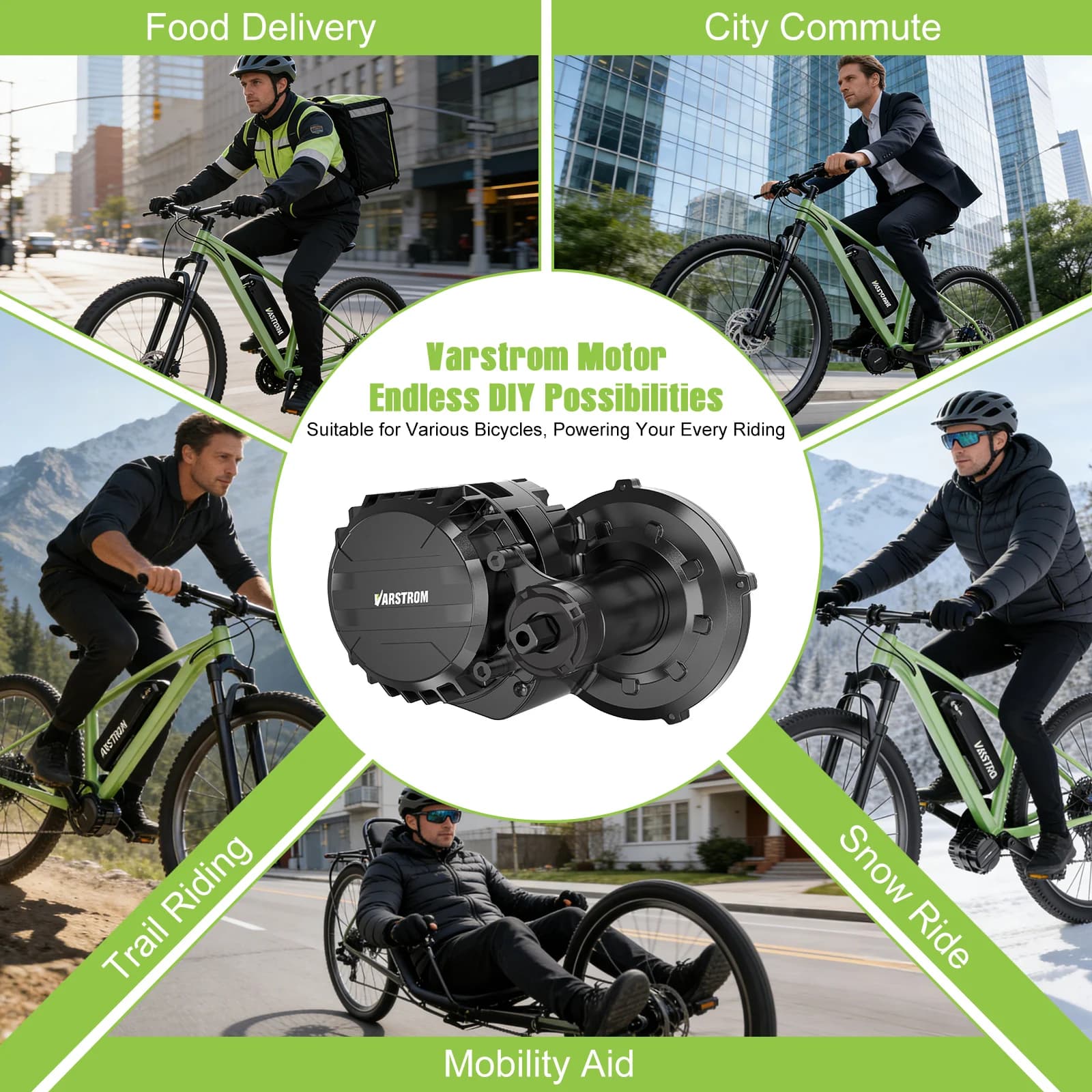 Kit moteur central Varstrom VSM01 48V 750W 130Nm avec capteur de couple pour conversion de vélo électrique