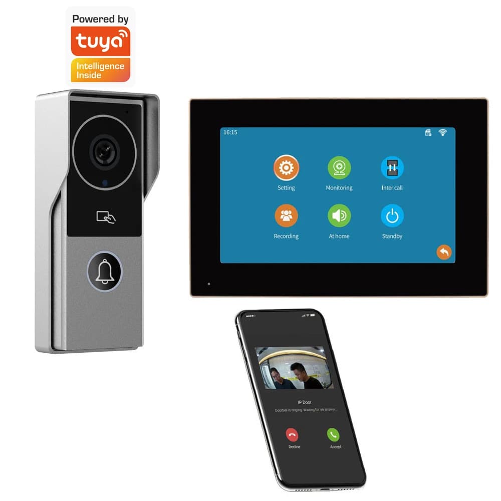 Kit Interphone Vidéo Connecté Wi-Fi 2.4 GHz avec Application Tuya