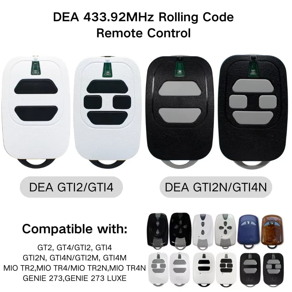 DEA Ouvre-porte de porte de garage Ouvre-télécommande pour GT2 GT4 GTI2 GTI4 GTI2N GTI4N GTI2M GTI4M TR2 TR4 TR2N TR4N GENIE 273 273L 433.92MHz